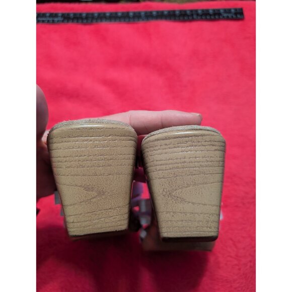 Naturalizer White Leather Slide Sandals 11M Comfort 2.75" Block Heel Shoes - Picture 3 of 6